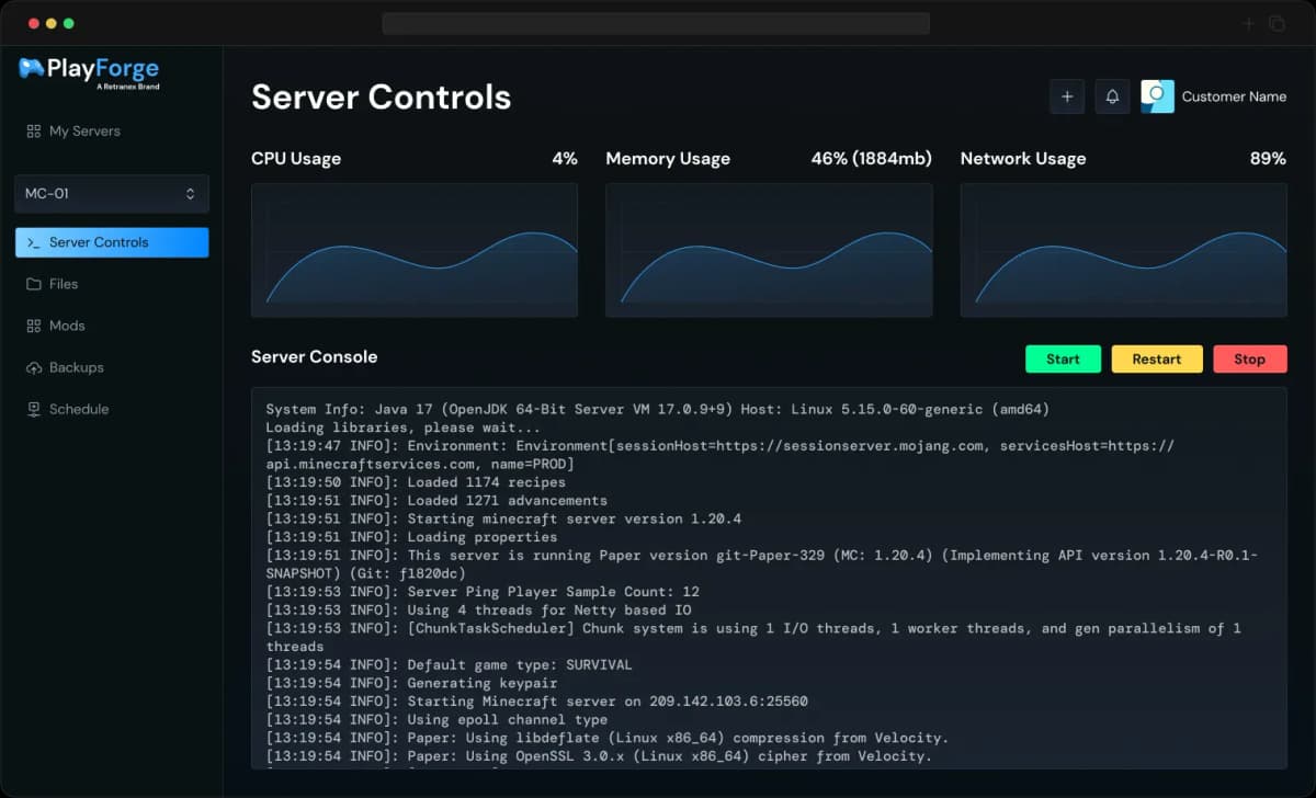 PlayForge Panel