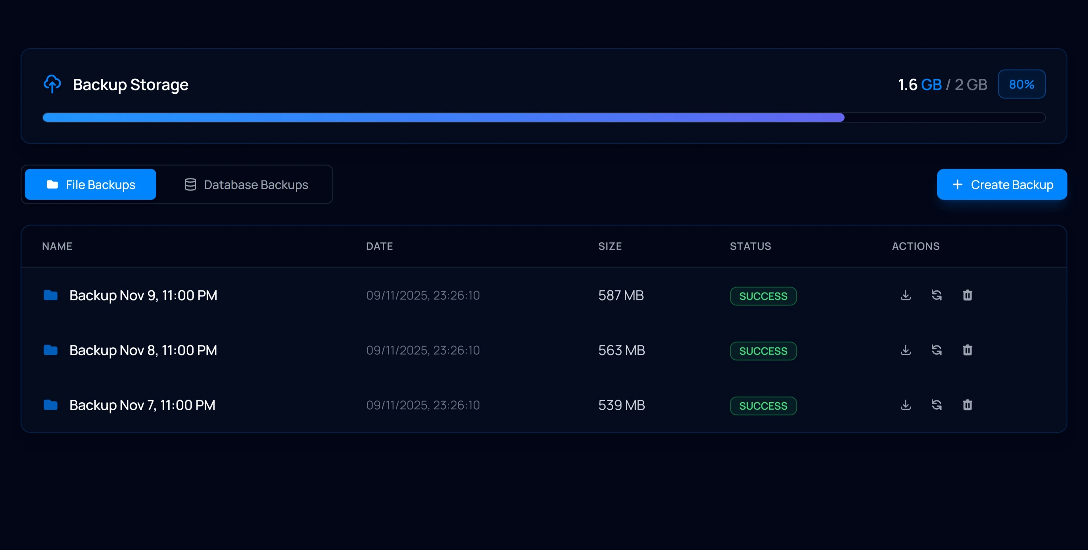 Backup Manager Interface